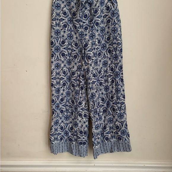 Joie Wide Leg Linen Blend Pant Boho Blue Pockets Print /Size 4 - Picture 8 of 8